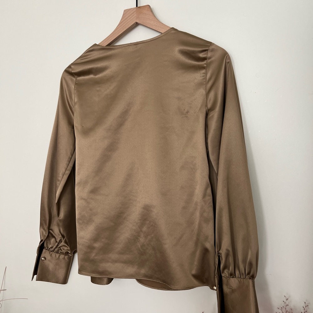 River Island Brown Satin Wrap Blouse - Women’s US Size 6 - Picture 5 of 5